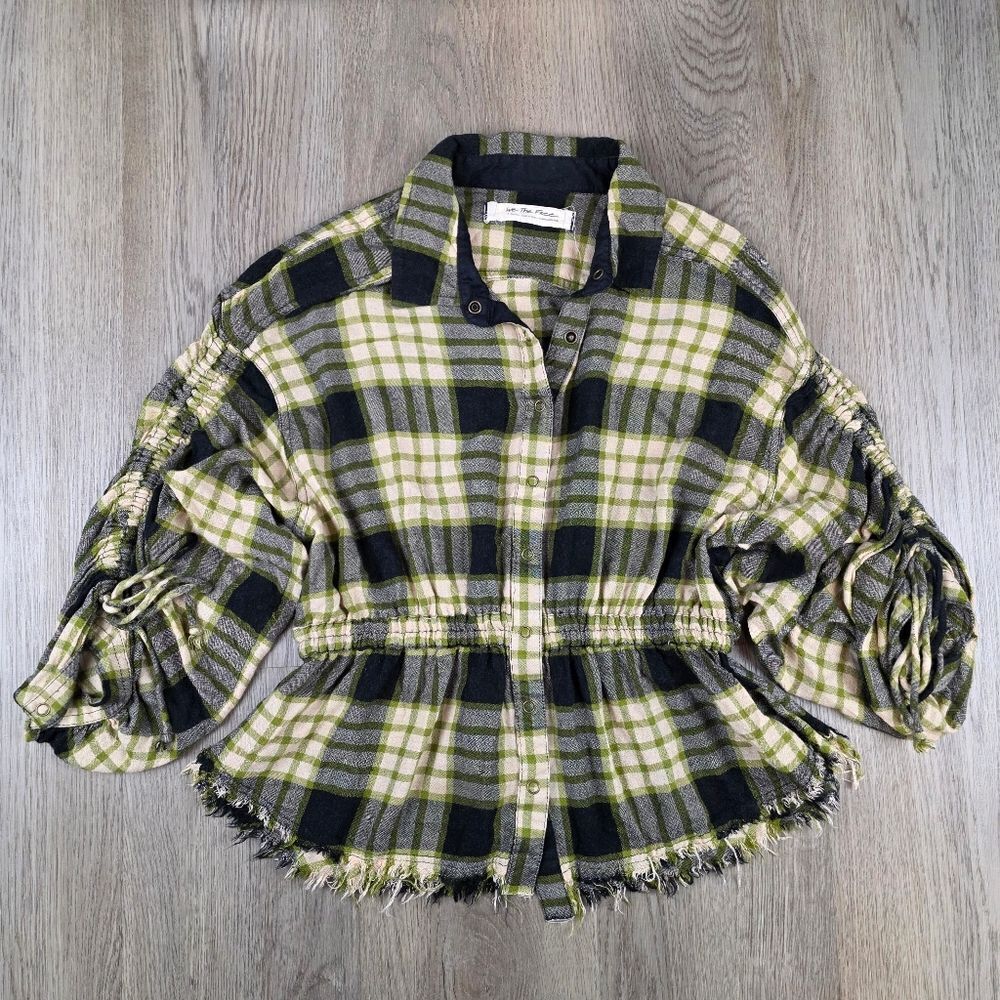 Free People We The Free Pacific Dawn Plaid Button Dawn Shirt Size XS - Picture 4 of 12